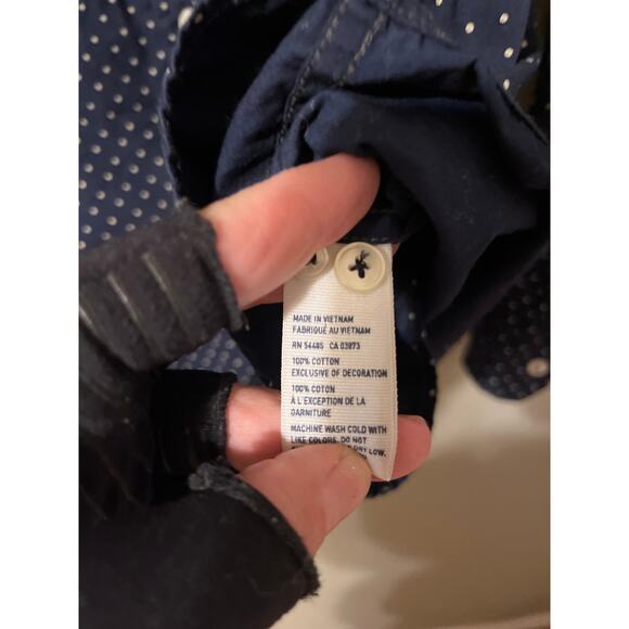 American Eagle Men's Classic Fit Navy Blue Dot Button Down - L - Picture 4 of 5